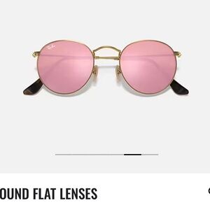 Ray-Ban Pink Mirror Round Flat Sunglasses